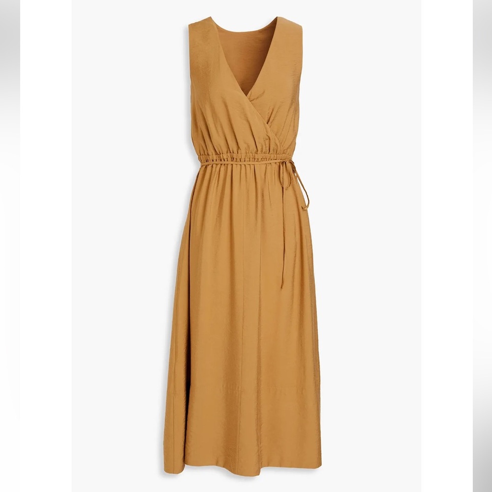 VINCE Cross-back Sleeveless Midi dress Caramel Brown M Size Medium New With Tags - Picture 14 of 16